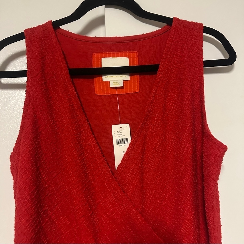 New! Anthropologie Red Maeve Jacquie Surplice Top size small - Picture 5 of 10